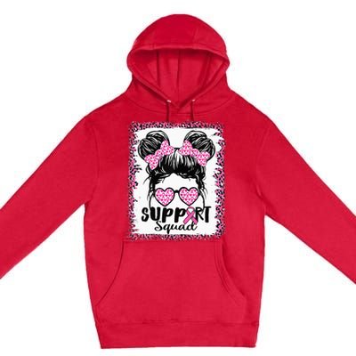 Support Squad Messy Hair Bun Pink Warrior Breast Cancer Premium Pullover Hoodie