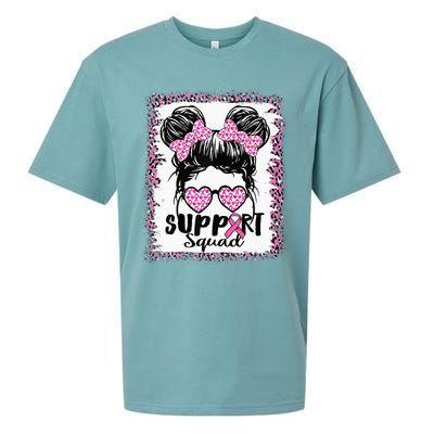 Support Squad Messy Hair Bun Pink Warrior Breast Cancer Sueded Cloud Jersey T-Shirt