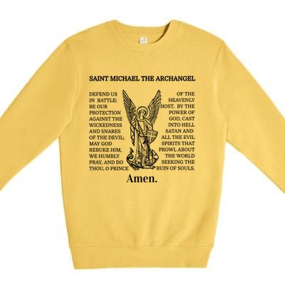 Saint St Michael Prayer Cute Gift Catholic Archangel Christian Premium Crewneck Sweatshirt