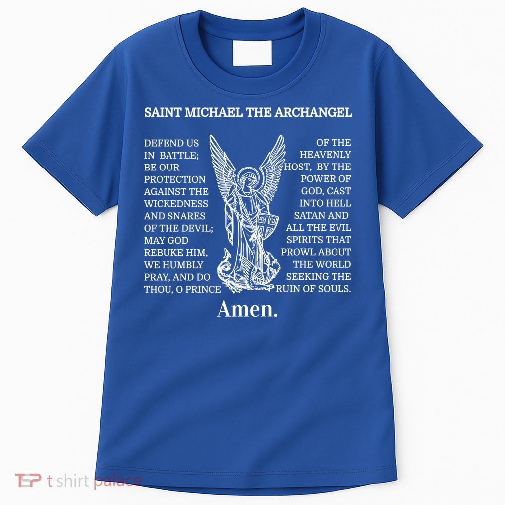 Saint St Michael Prayer Cute Gift Catholic Archangel Christian Tall T-Shirt