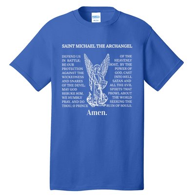 Saint St Michael Prayer Cute Gift Catholic Archangel Christian Tall T-Shirt