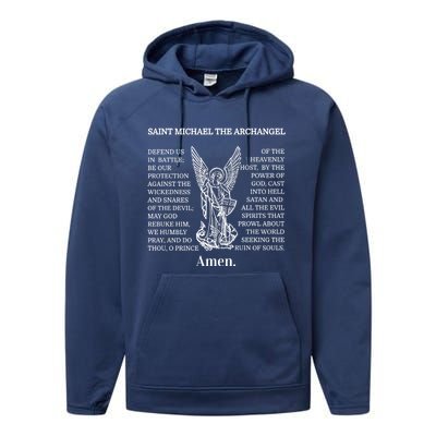 Saint St Michael Prayer Cute Gift Catholic Archangel Christian Performance Fleece Hoodie