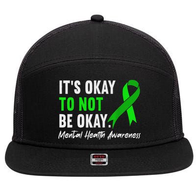 Support Squad Mental Health Awareness Lime Green Ribbon 7 Panel Mesh Trucker Snapback Hat