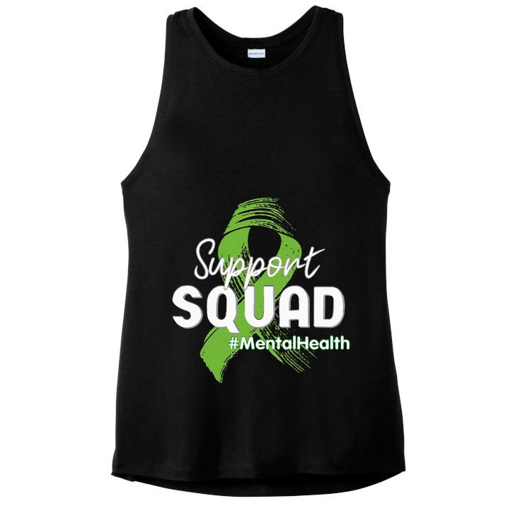Support Squad Mental Health Awareness Lime Green Ribbon Ladies PosiCharge Tri-Blend Wicking Tank