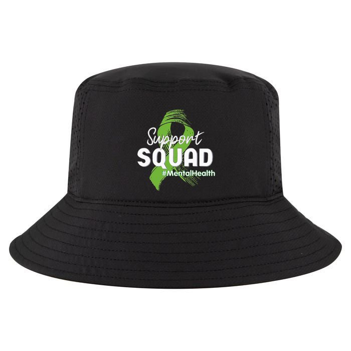 Support Squad Mental Health Awareness Lime Green Ribbon Cool Comfort Performance Bucket Hat