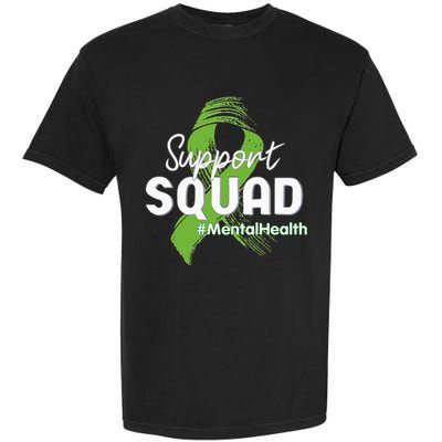 Support Squad Mental Health Awareness Lime Green Ribbon Garment-Dyed Heavyweight T-Shirt