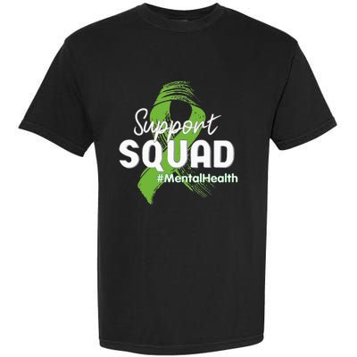 Support Squad Mental Health Awareness Lime Green Ribbon Garment-Dyed Heavyweight T-Shirt