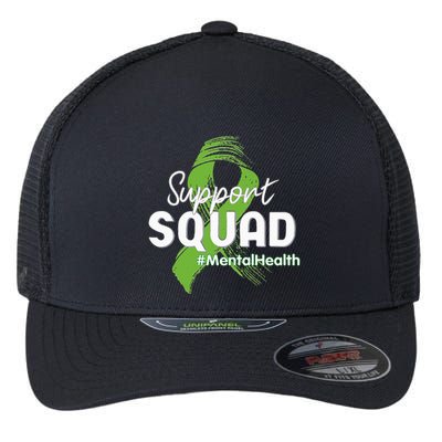 Support Squad Mental Health Awareness Lime Green Ribbon Flexfit Unipanel Trucker Cap