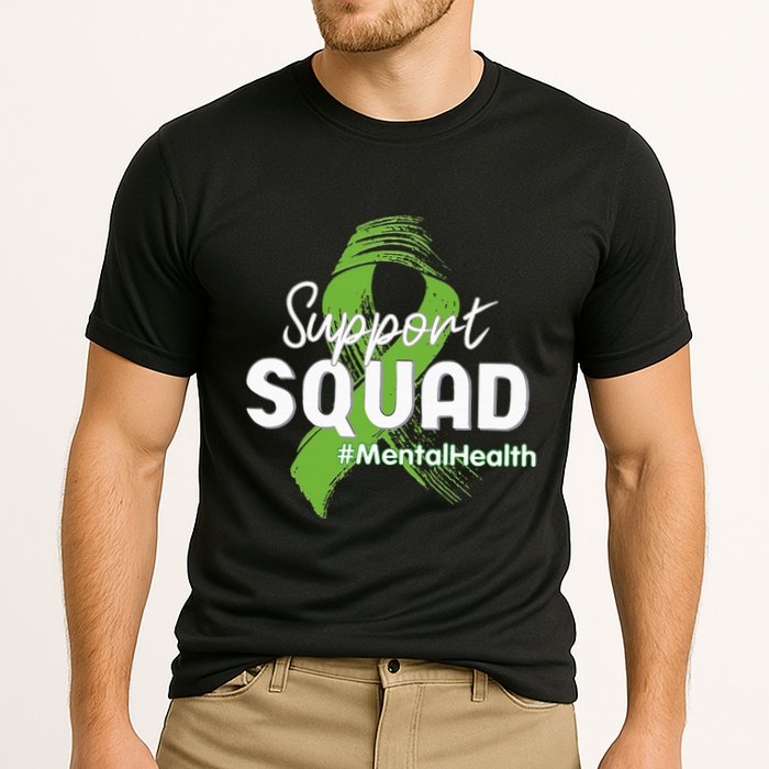 Support Squad Mental Health Awareness Lime Green Ribbon Cooling Performance Crew T-Shirt