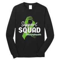 Support Squad Mental Health Awareness Lime Green Ribbon Long Sleeve Shirt