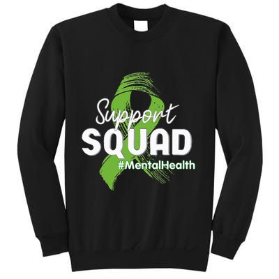Support Squad Mental Health Awareness Lime Green Ribbon Sweatshirt