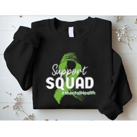 Support Squad Mental Health Awareness Lime Green Ribbon Sweatshirt