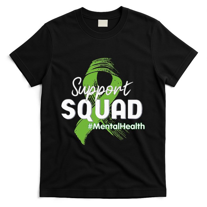 Support Squad Mental Health Awareness Lime Green Ribbon T-Shirt