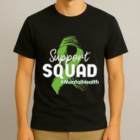 Support Squad Mental Health Awareness Lime Green Ribbon T-Shirt