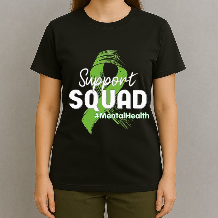 Support Squad Mental Health Awareness Lime Green Ribbon T-Shirt