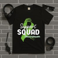 Support Squad Mental Health Awareness Lime Green Ribbon T-Shirt