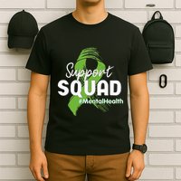 Support Squad Mental Health Awareness Lime Green Ribbon T-Shirt