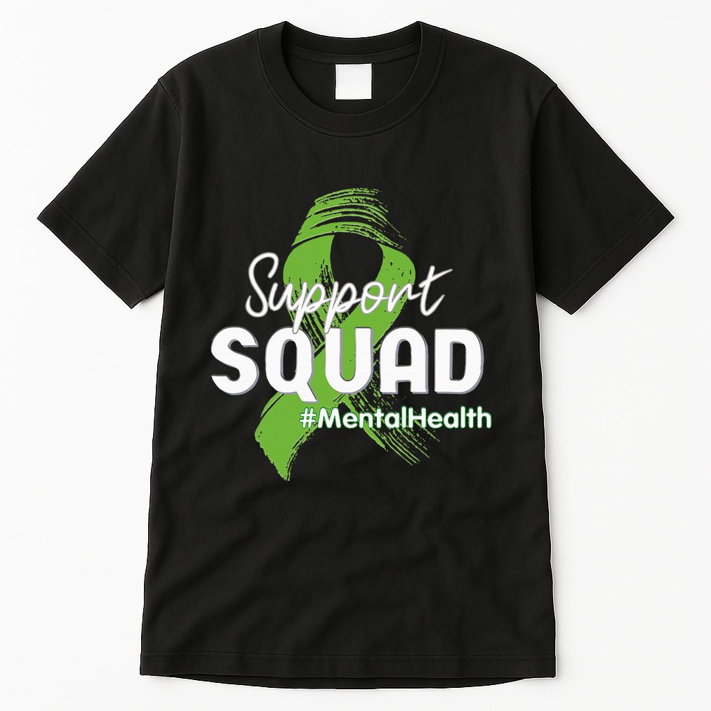 Support Squad Mental Health Awareness Lime Green Ribbon Tall T-Shirt