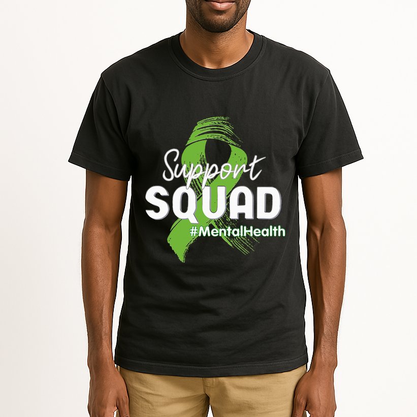 Support Squad Mental Health Awareness Lime Green Ribbon Tall T-Shirt