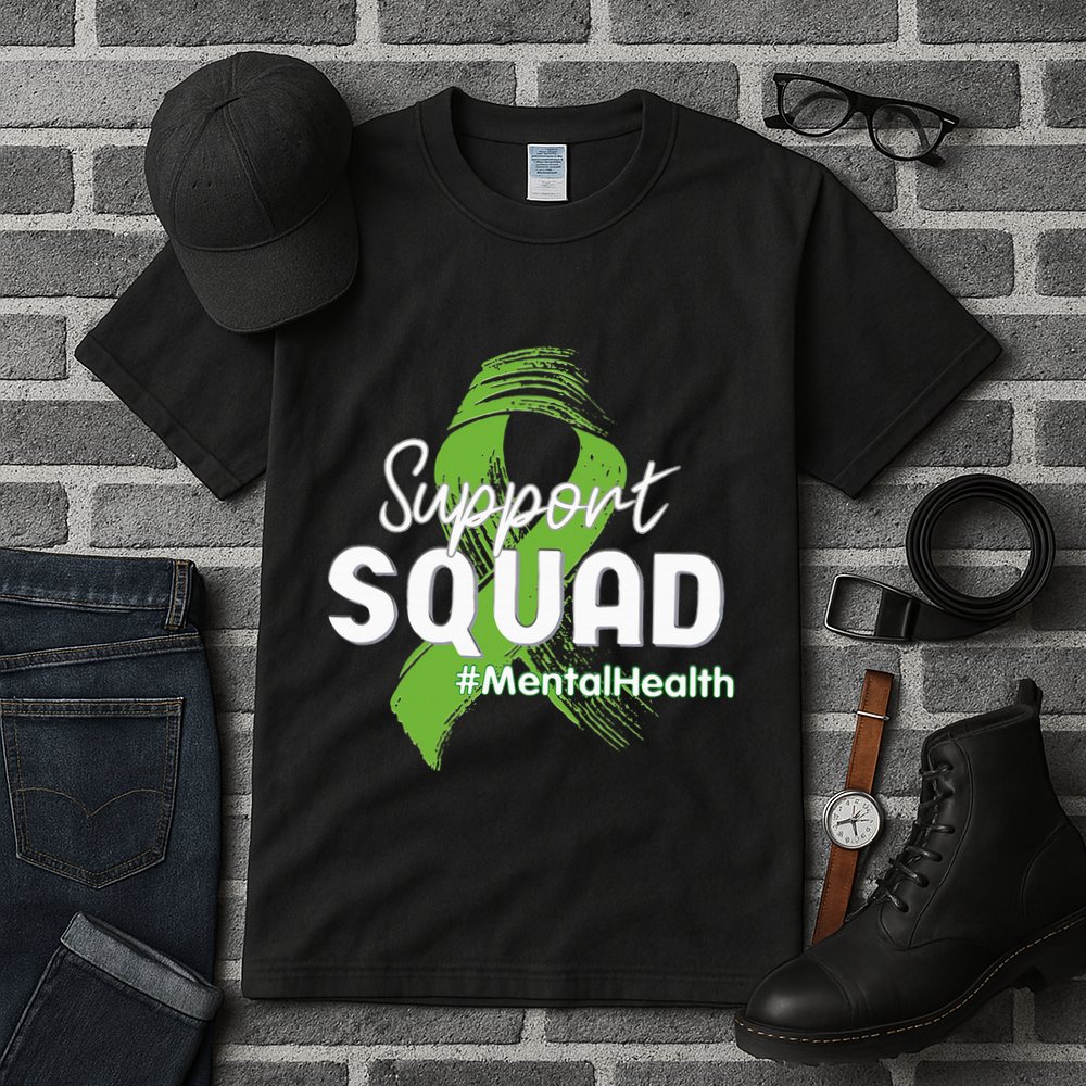 Support Squad Mental Health Awareness Lime Green Ribbon Tall T-Shirt