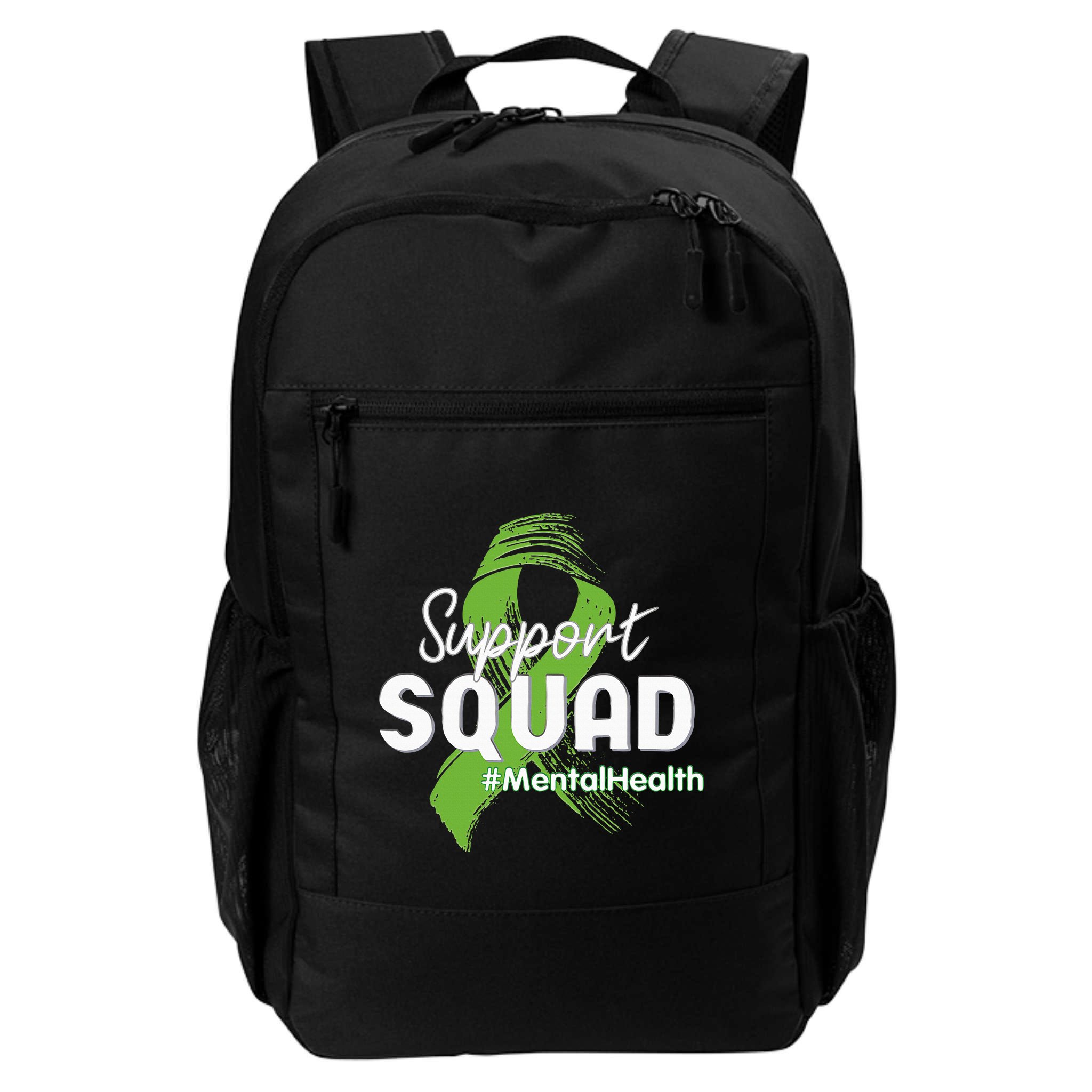Support Squad Mental Health Awareness Lime Green Ribbon Backpack