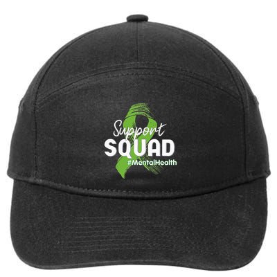 Support Squad Mental Health Awareness Lime Green Ribbon 7-Panel Snapback Hat