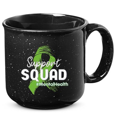 Support Squad Mental Health Awareness Lime Green Ribbon 15oz Campfire Ceramic Mug
