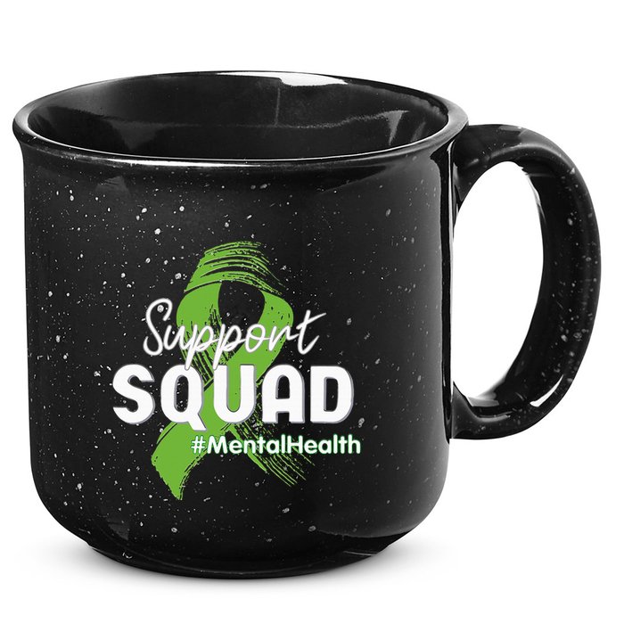 Support Squad Mental Health Awareness Lime Green Ribbon 15oz Campfire Ceramic Mug