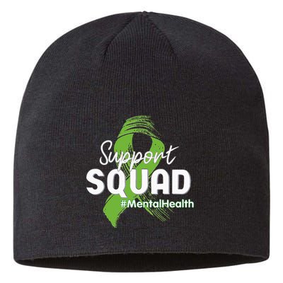 Support Squad Mental Health Awareness Lime Green Ribbon Sustainable Beanie