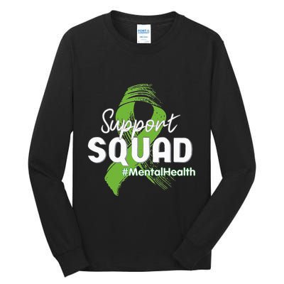 Support Squad Mental Health Awareness Lime Green Ribbon Tall Long Sleeve T-Shirt