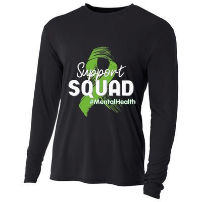 Support Squad Mental Health Awareness Lime Green Ribbon Cooling Performance Long Sleeve Crew
