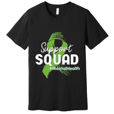 Support Squad Mental Health Awareness Lime Green Ribbon Premium T-Shirt