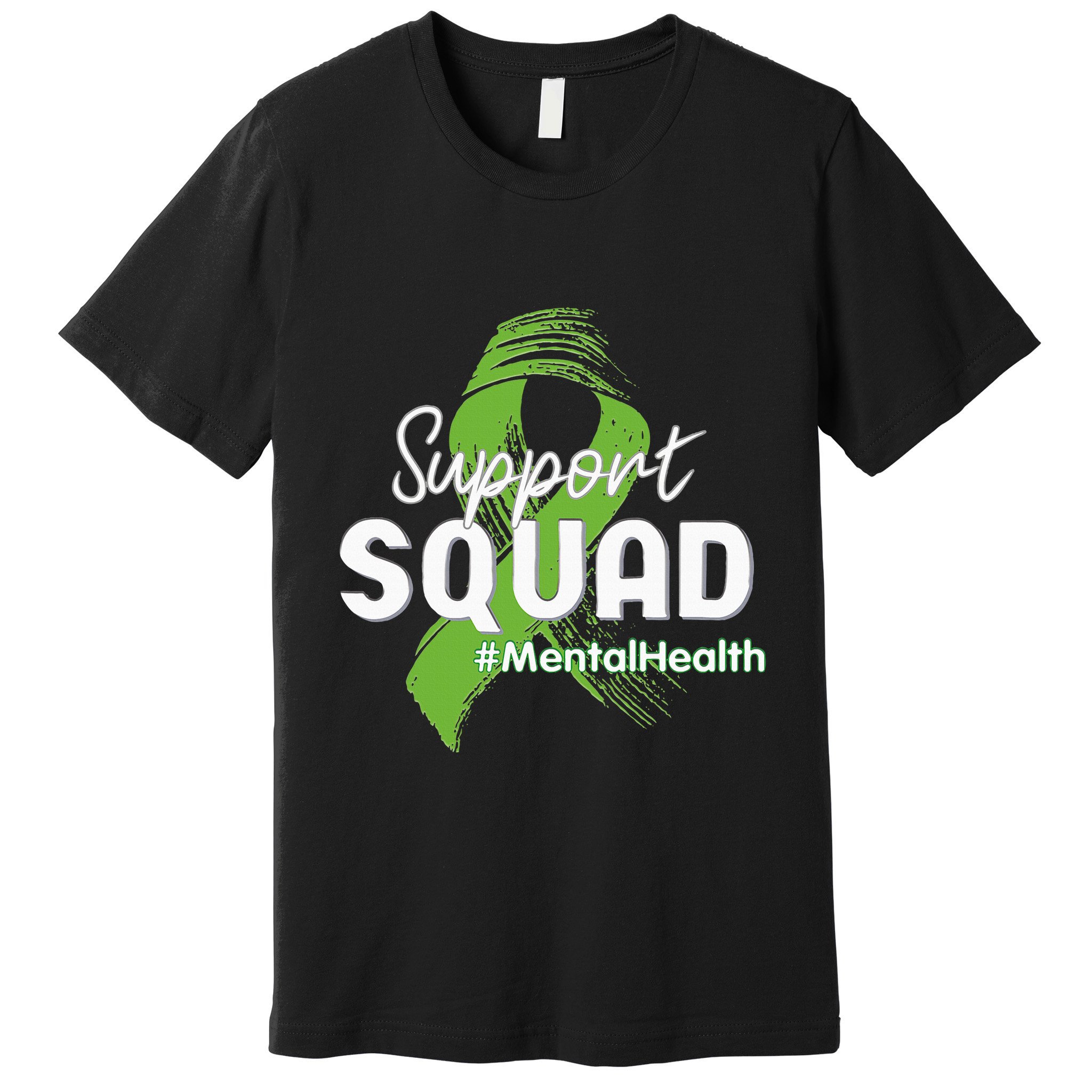 Support Squad Mental Health Awareness Lime Green Ribbon Premium T-Shirt