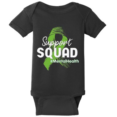 Support Squad Mental Health Awareness Lime Green Ribbon Baby Bodysuit