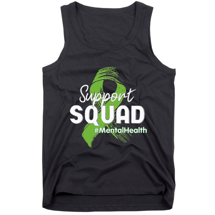 Support Squad Mental Health Awareness Lime Green Ribbon Tank Top