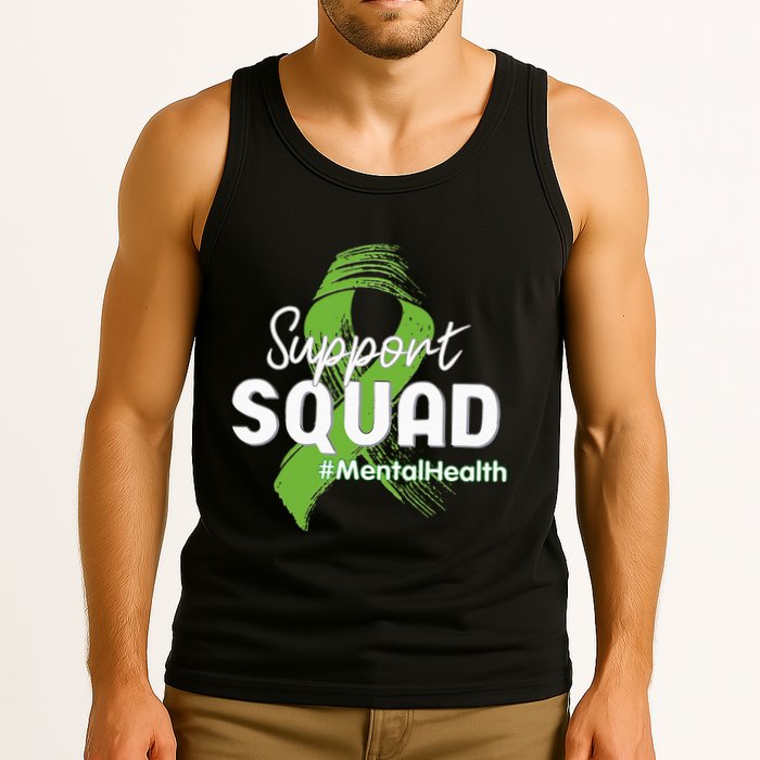 Support Squad Mental Health Awareness Lime Green Ribbon Tank Top