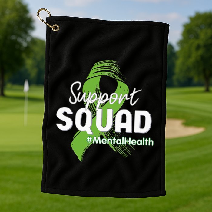 Support Squad Mental Health Awareness Lime Green Ribbon Golf Towel