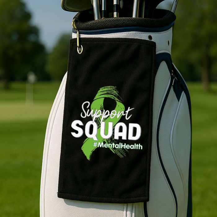 Support Squad Mental Health Awareness Lime Green Ribbon Golf Towel