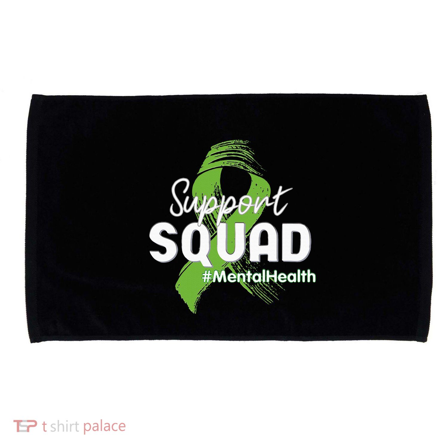 Support Squad Mental Health Awareness Lime Green Ribbon Microfiber Hand Towel