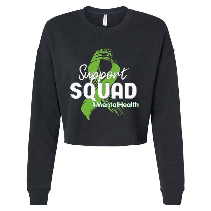 Support Squad Mental Health Awareness Lime Green Ribbon Cropped Pullover Crew