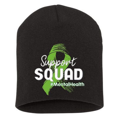 Support Squad Mental Health Awareness Lime Green Ribbon Short Acrylic Beanie