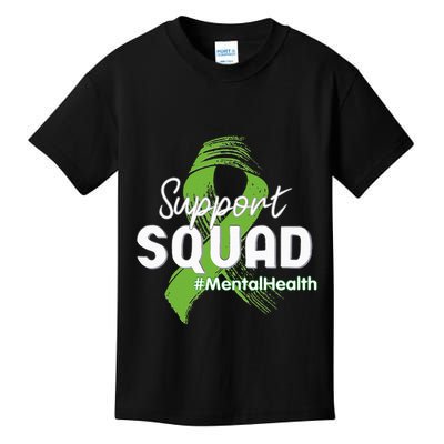 Support Squad Mental Health Awareness Lime Green Ribbon Kids T-Shirt