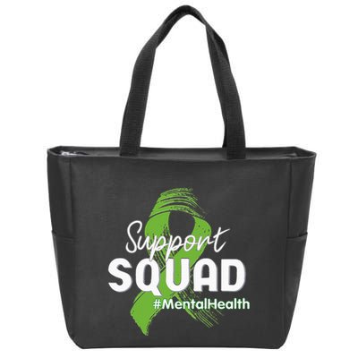 Support Squad Mental Health Awareness Lime Green Ribbon Zip Tote Bag