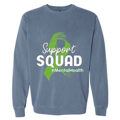 Support Squad Mental Health Awareness Lime Green Ribbon Garment-Dyed Sweatshirt