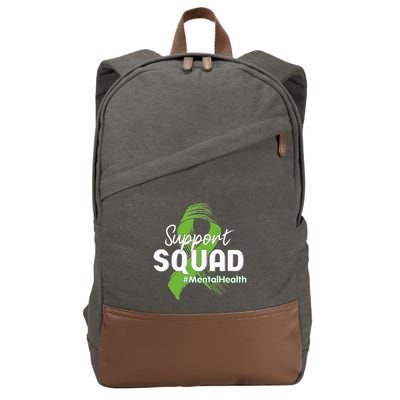 Support Squad Mental Health Awareness Lime Green Ribbon Cotton Canvas Backpack