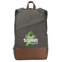Support Squad Mental Health Awareness Lime Green Ribbon Cotton Canvas Backpack