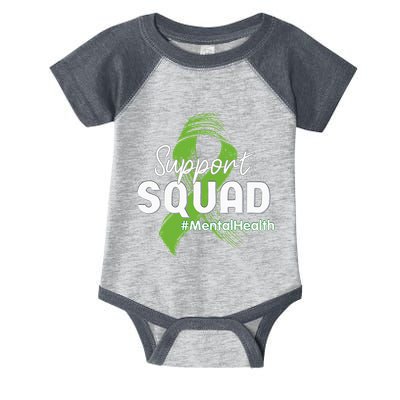 Support Squad Mental Health Awareness Lime Green Ribbon Infant Baby Jersey Bodysuit