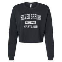 Silver Spring Maryland Md Vintage Established Sports Design Cropped Pullover Crew