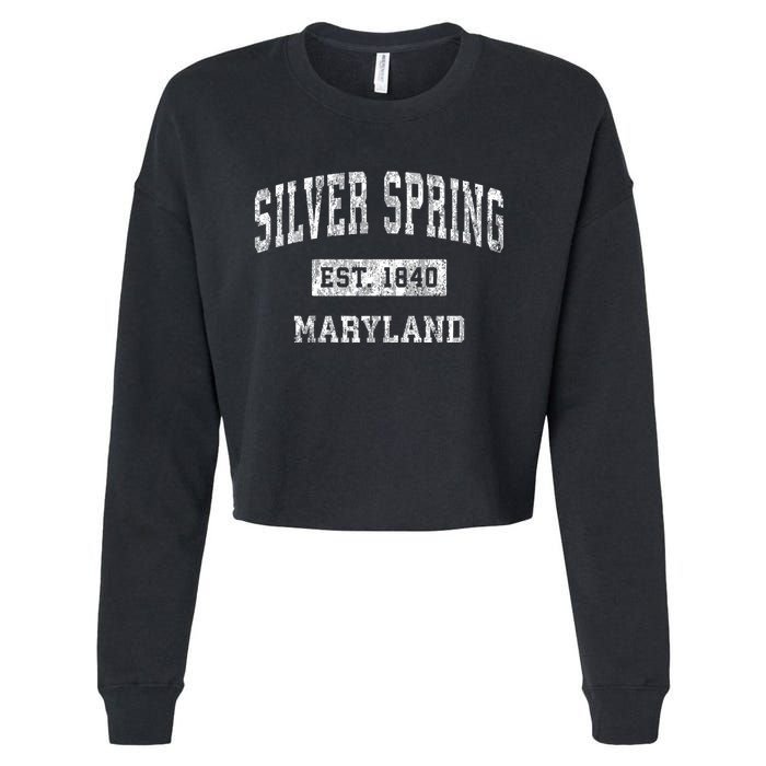 Silver Spring Maryland Md Vintage Established Sports Design Cropped Pullover Crew