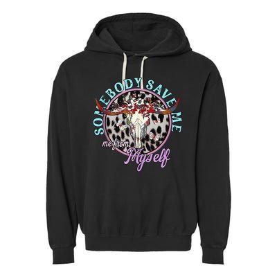 Somebody Save Me Country Music Retro Cow Tees Garment-Dyed Fleece Hoodie